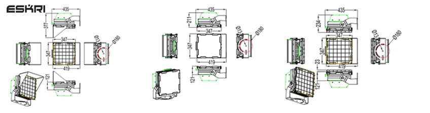 Ukuran Lampu sorot led eskri flood light 400 watt untuk lapangan